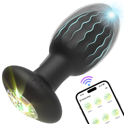 Black vibrating butt plug with app control