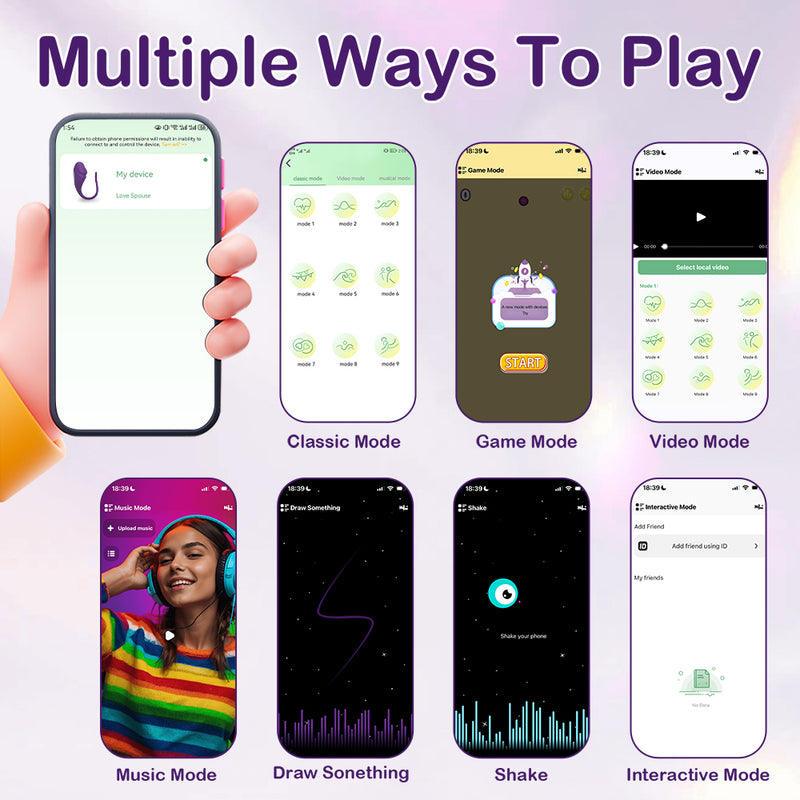 Vibrating red egg with multiple ways to play through an app