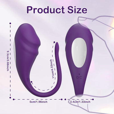 Vibrating purple egg showing size