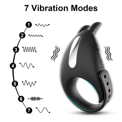 Adjustable Cock Ring for Men 7 Vibrating Modes Penis Rings for Ejaculation Delay with Testis Stimulation Sex Toys for Couples