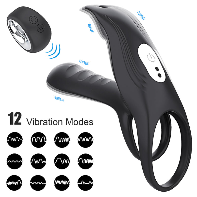 Couple Vibrator with Dual Motor Cockring Wireless Remote Control Penis Ring