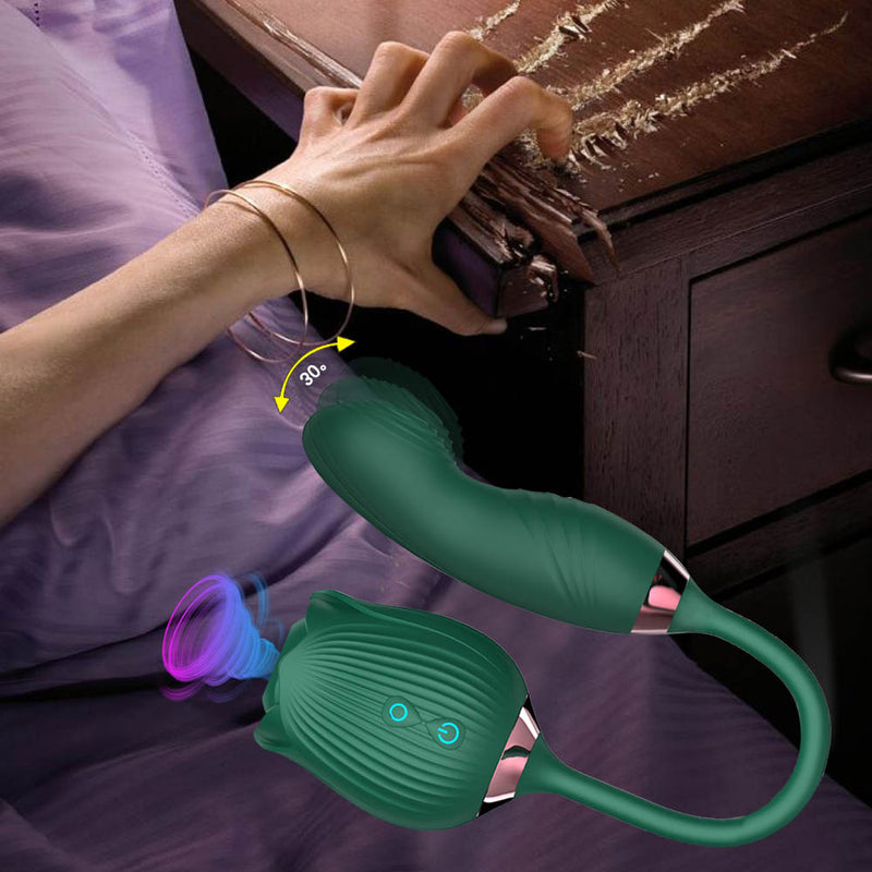 Vibrating Rose Clit Sucker with Finger Wiggling Vibrator S5