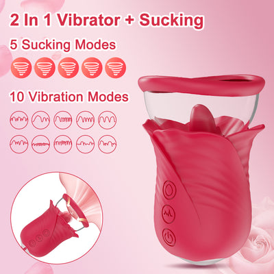 Rose Vibrators 2 in 1 Sucking & Vibrating Clitoral Sucking Vibrator Nipple Stimulator