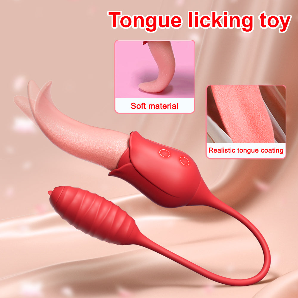 Realistic Licking Tongue G-Spot Vibrators Clit Sucker with Wiggle Egg   TouchHoney