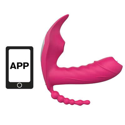 Wearable App Controlled Vibrator with Clit Sucker & Anal Beads - W1