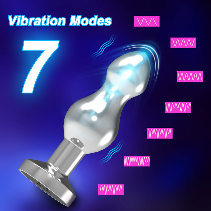 7 Vibrating Modes Anal Plug APP Control Vibrator Stainless Steel Butt Plug for Women Waterproof Anal Sex Toys for Men