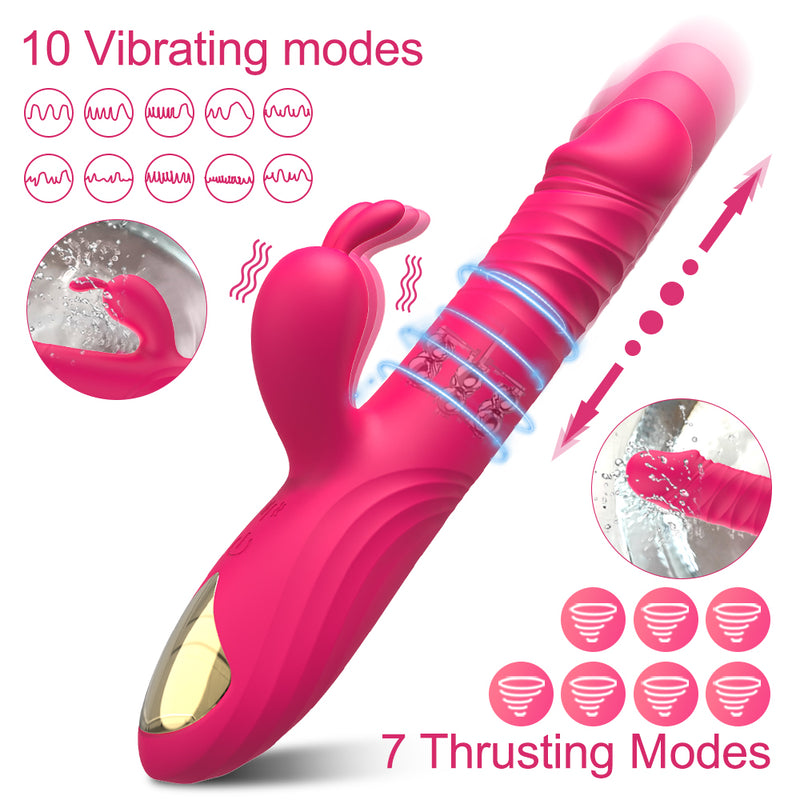 Rotating Beaded Thrusting Rose Rabbit Vibrator