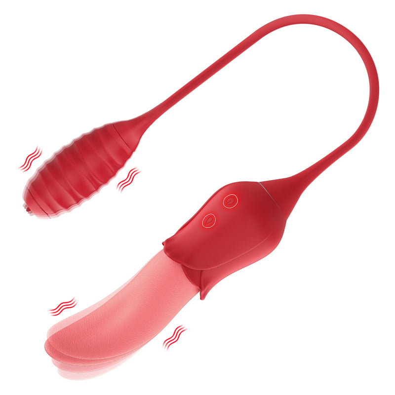 Realistic Licking Tongue G-Spot Vibrators Clit Sucker with Wiggle Egg Vibrators