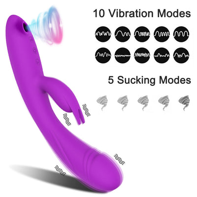 Rabbit Vibrator with Clit Sucker On the End V9