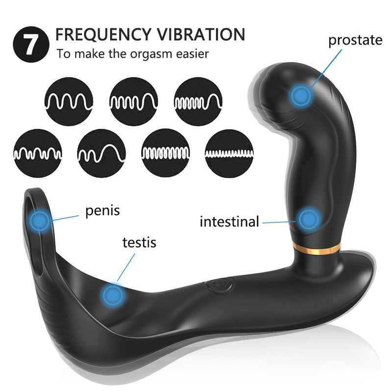 Prostate Massager Anal Vibrator for Men Penis Cock Rings Delay Ejaculation Butt Plug Anus Stimulate