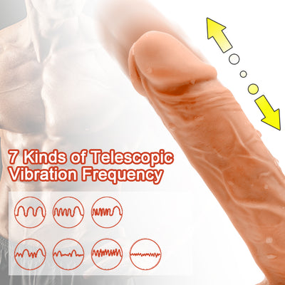 Thrusting and Vibrating Dildo 7 Frequencies with Suction Stand F3