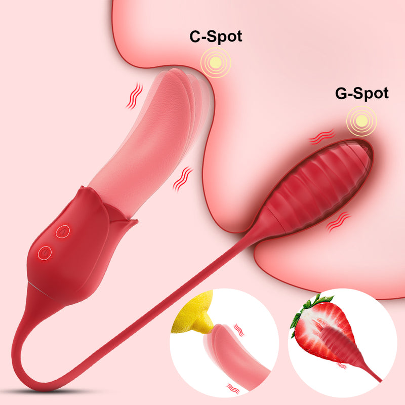 Realistic Licking Tongue G-Spot Vibrators Clit Sucker with Wiggle Egg Vibrators