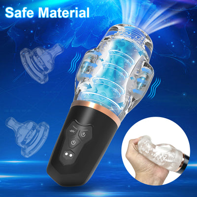 Rocket - Dual Motor Vibration and SuctionMasturbator Cup with Transparent Sleeve