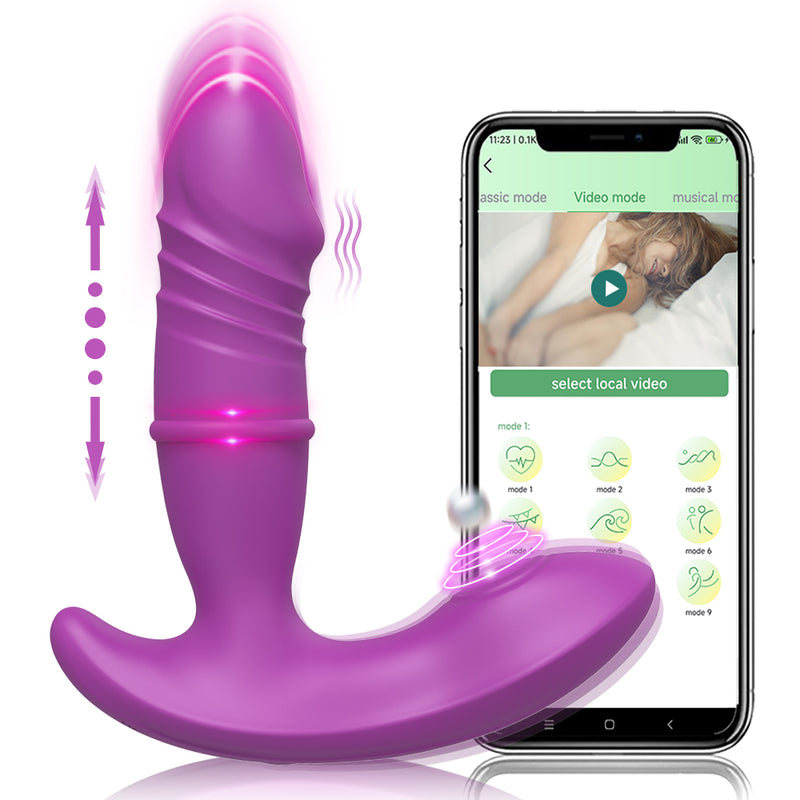 APP Control 3 In 1 Thrusting Dildo Vibrator 9 Thrust Modes And 9 Frequency Pats Clitoris Wearable Vibrators
