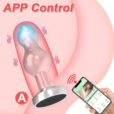 7 Vibrating Modes Anal Plug APP Control Vibrator Stainless Steel Butt Plug for Women Waterproof Anal Sex Toys for Men