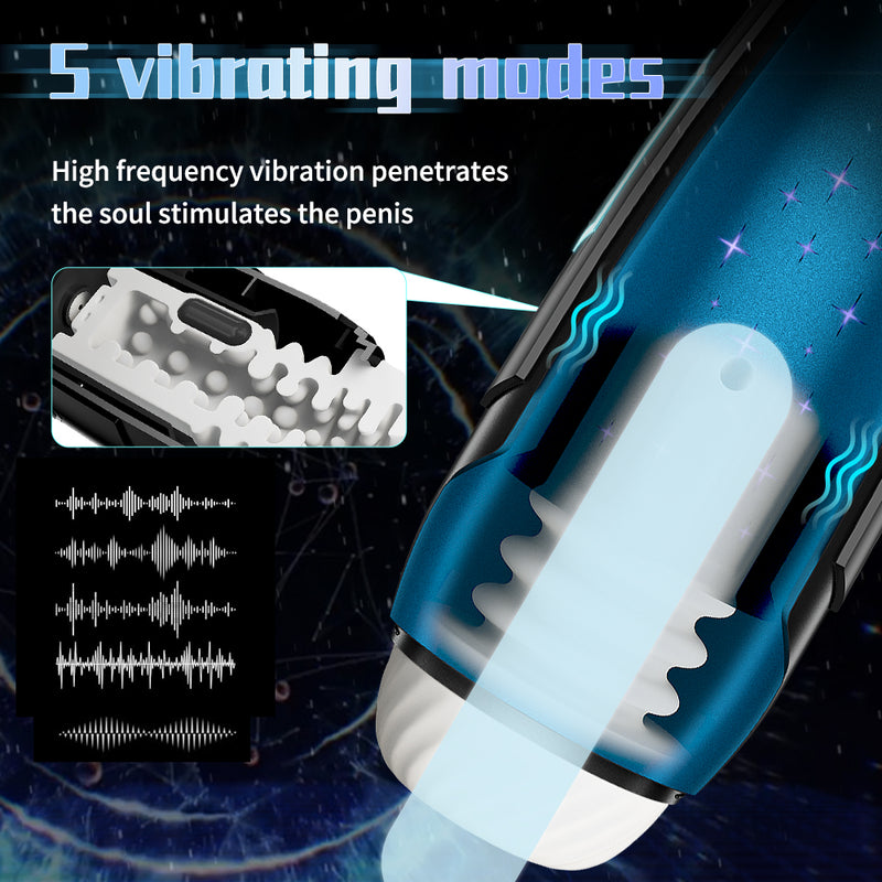 Galaxy Deep Throat Telescopic 3D Realistic Vagina Vibrating Male Masturbator