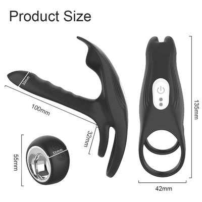 Couple Vibrator with Dual Motor Cockring Wireless Remote Control Penis Ring