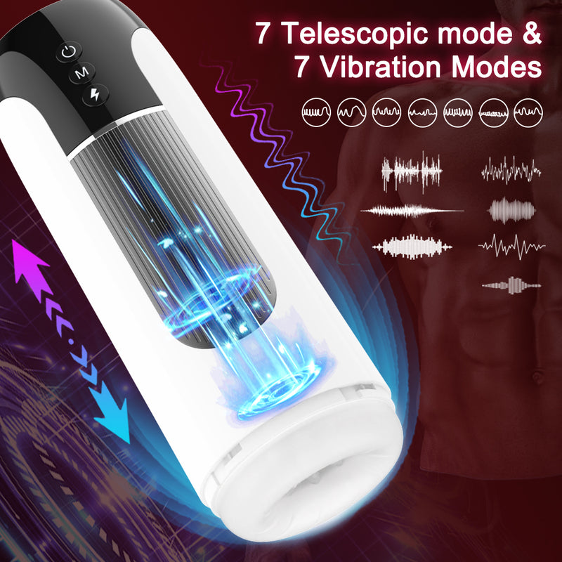 Waterproof Automatic Male Telescopic Vibration Masturbation Cup Simulation Blowjob