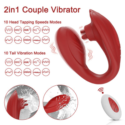 Double 2 In 1 Couples Licking Vibrator With 10 Clit Tapping Speeds And 10 Vibration Modes