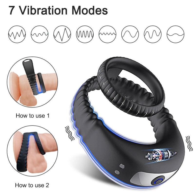 7 Mode Cock Vibrator Penis Ring for Ejaculation Delay R2