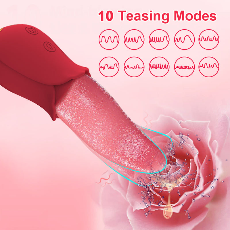 Super Soft Realistic Tongue Licker with Rose Vibrating Base S5