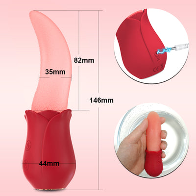 Super Soft Realistic Tongue Licker with Rose Vibrating Base S5