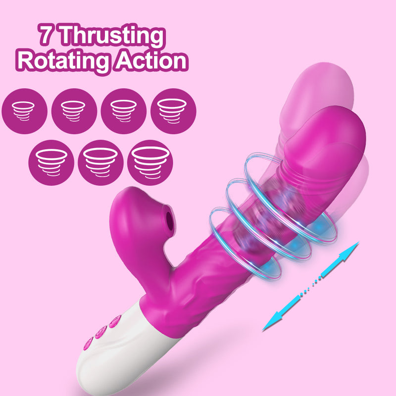G Spot Thrusting Vibrator with Clit Stimulation Sucker V5
