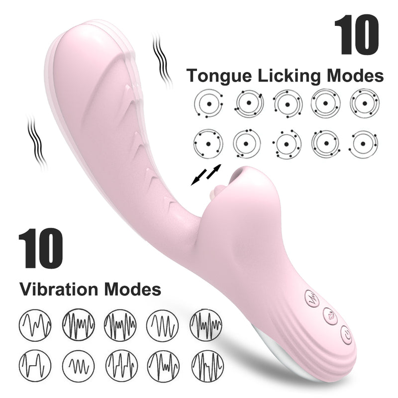 Tongue Licking Dildo Vibrators With 10 Licking & Vibrating Pleasure Clit Clitoris Stimulator