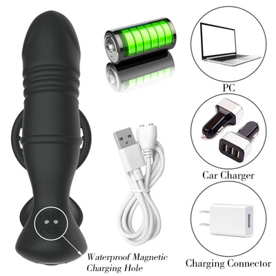 App Controlled Vibrating & Thrusting Butt Plug With Cock Ring - A4