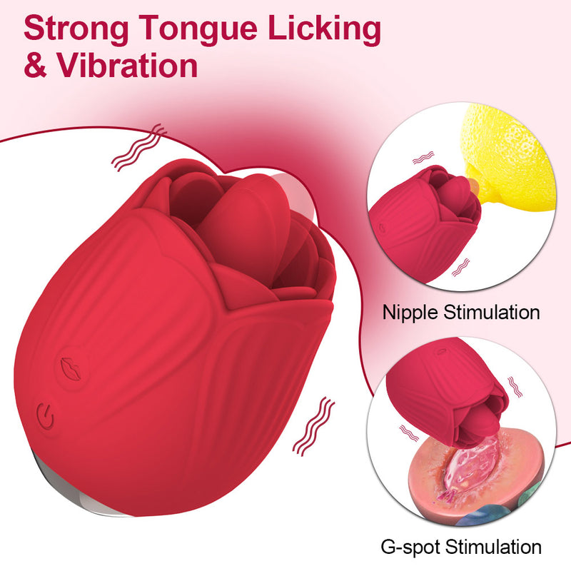 Rose Flower Tongue Licking and Vibration Clit Vibrator S2
